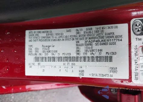 2014 Ford Fiesta Se z USA, uszkodzony, nr VIN 3FADP4BJ6EM117764